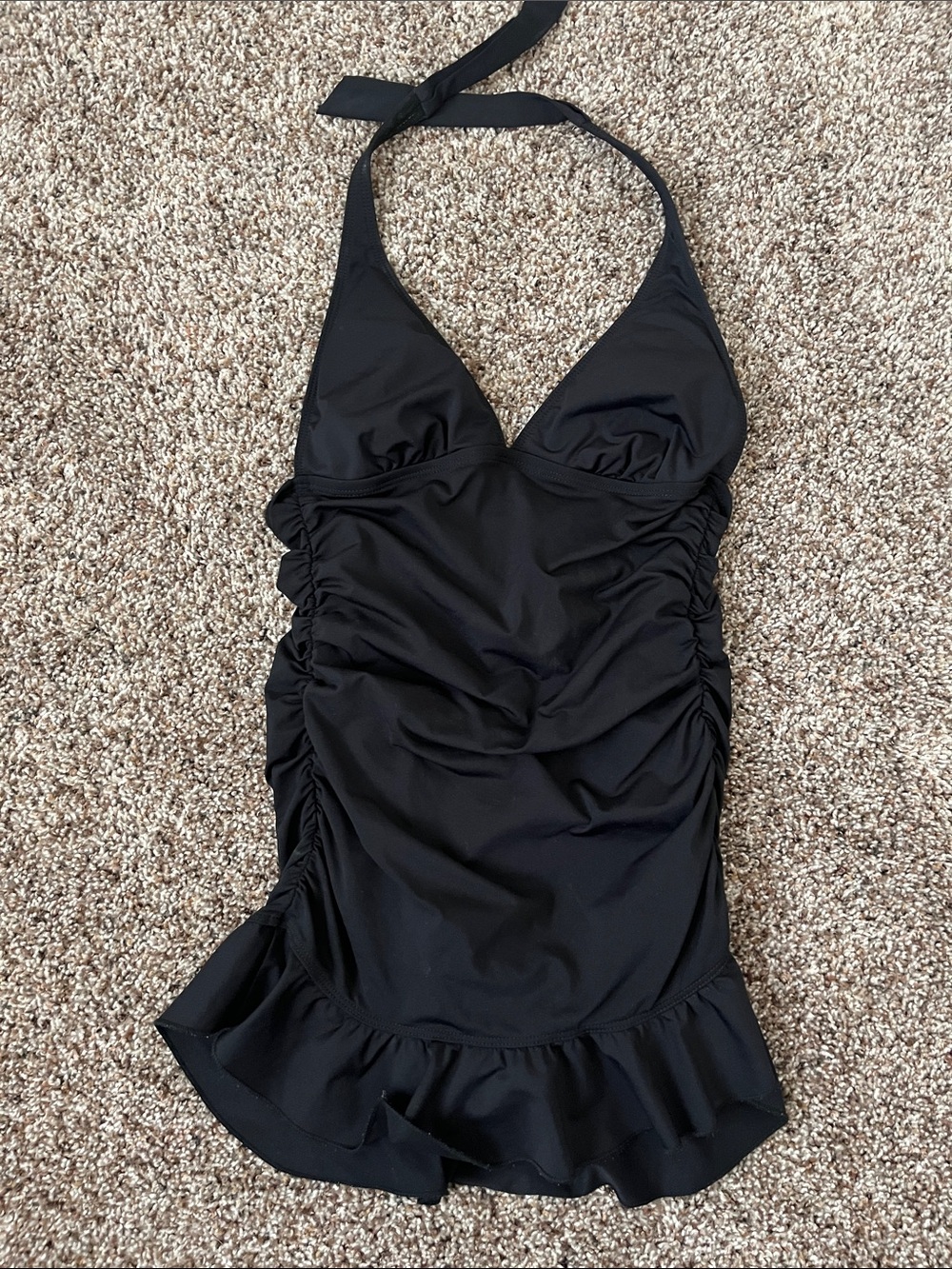 Kenneth Cole Black Halter Skirt One-Piece Swimwear